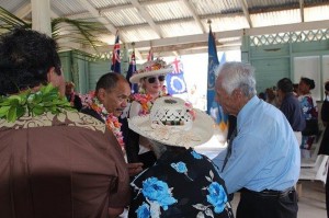 NZ Govenor General Sir Gerry Mateparae and Janine, Lady Mateparae being introduced to Tau and Kura during a recent visit to Mauke